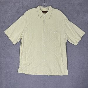 Tori Richard Shirt Mens Extra Large Green Silk Geometric Button Up Hawaiian Camp